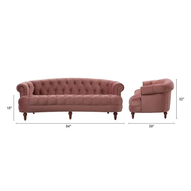 La Rosa 84-Inch Mid-Century Velvet Chesterfield Sofa  Tufted & Upholstered