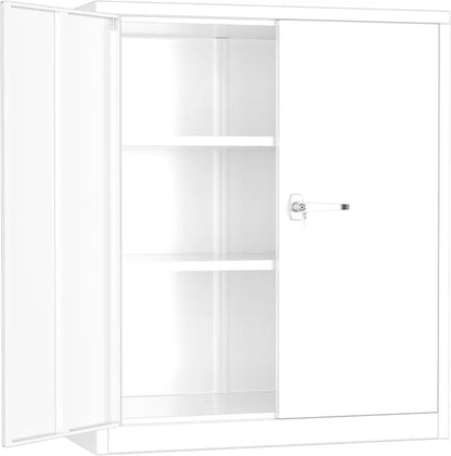 Greenvelly 72-Inch Locking Metal Storage Cabinet — 2-Door Garage or Office Organizer with Adjustable Shelves