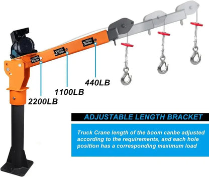 1100lb Capacity Folding Electric Hoist Crane  110V Industrial Lifting Solution for Warehouses & Sites