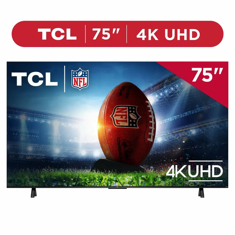 TCL 75-Inch 4-Series 4K UHD Smart TV  Roku Built-In, HDR, Voice Remote, Sleek Bezel-Free Design