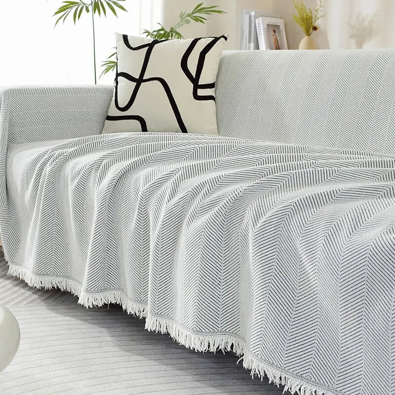 Decorative Sofa Throw Blanket  Patterned Design with Boho Tassel Trim