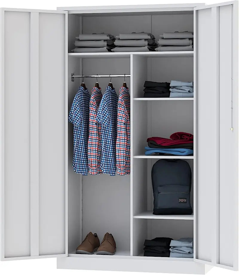 72-Inch Freestanding Steel Locker Cabinet  Secure, Lockable Storage for Offices, Gyms, or Schools