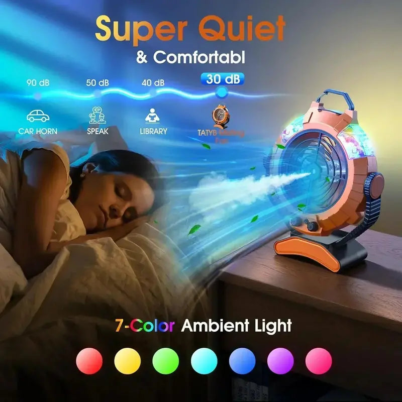 JYew Misting Fan with 10000mAh Battery  Cordless Portable Air Cooler for Indoor/Outdoor Use