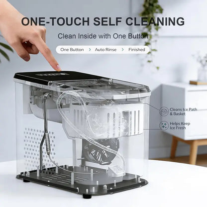 High-Yield Countertop Ice Maker  38 lb/Day Output, 9 Cubes in 3.5 Minutes, Dual Bullet Sizes, Self-Cleaning for Camping, RV & Parties