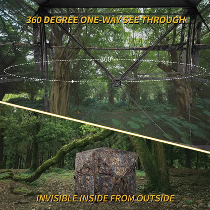 FUNHORUN 360° See-Through Hunting Blind, Camouflage, Easy Setup, Accessible Design, Fits 2-3 Hunters