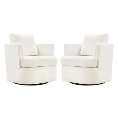 Modern Chenille Swivel Accent Chair  Barrel-Style Rotating Armchair for Living Spaces