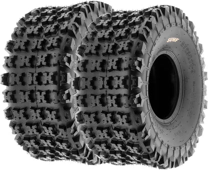 SunF A027 4-Pack ATV UTV Knobby Sport Tires, 22×7-10 Front & 20×10-9 Rear, 6-Ply Tubeless