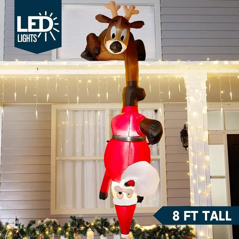 Syncfun 8 FT Inflatable Santa & Reindeer with LEDs for Outdoor Holiday Decor
