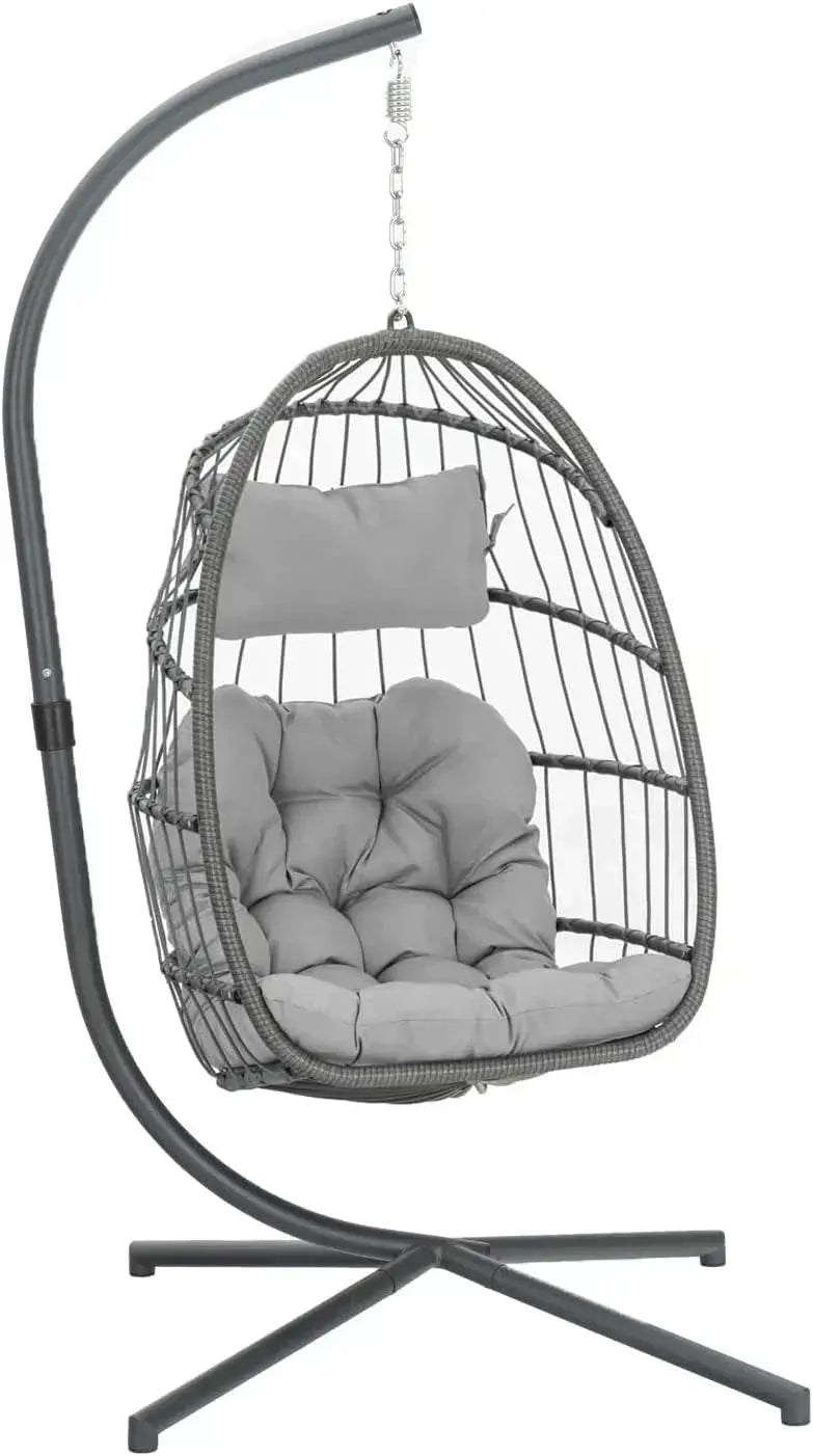 Yechen All-Weather Wicker Egg Hanging Chair with Stand — Indoor/Outdoor Swinging Seat