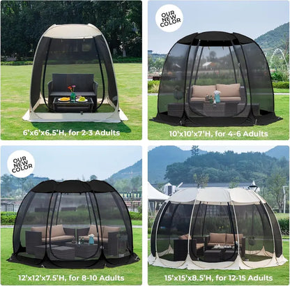 Igloo-Style Screen Gazebo  Mosquito-Proof Canopy Tent for 615 People, Ventilated & Spacious