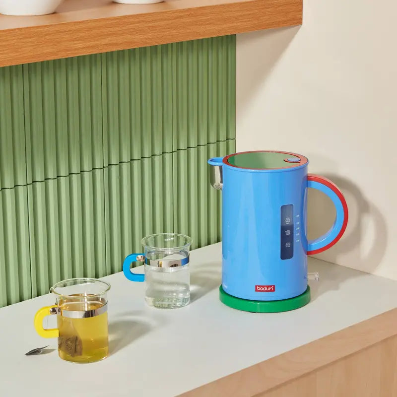 Bodum Electric Kettle  Ceramic-Coated, Blue Accented Design