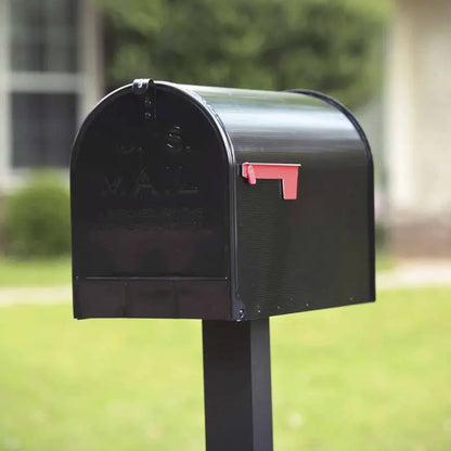 Gibraltar Stanley Jumbo Post-Mount Mailbox  Galvanized Steel, Extra-Large Black Design, Weather-Resistant Construction