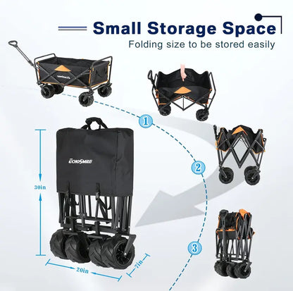 Heavy-Duty Folding Caravan Cart  350 lb Capacity Outdoor Rolling Grocery & Camping Trolley