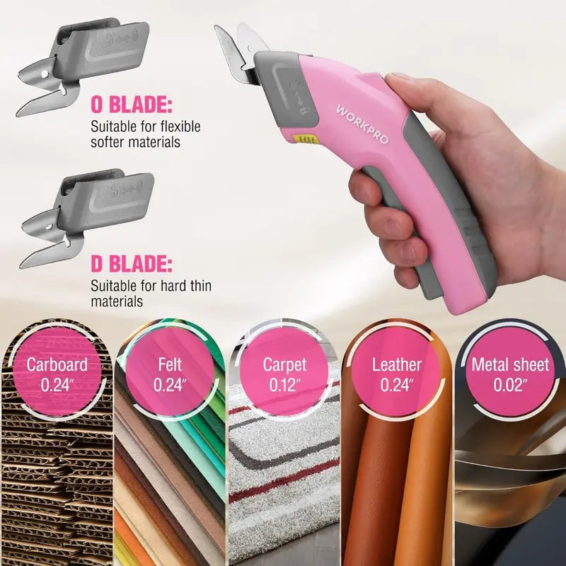WORKPRO 4V Rechargeable Electric Scissors — Compact Cordless Cutter with Storage Case and 2 Blades