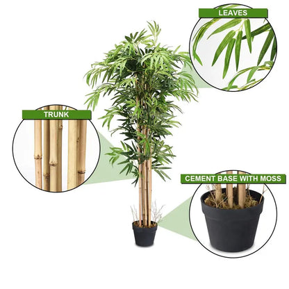 Artificial Bamboo Tree  Lifelike Fake Greenery in Nursery Pot for Indoor Decor
