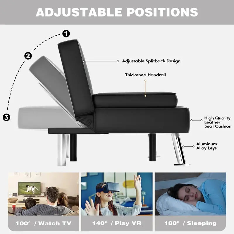 JUMMICO Modern Futon Sofa Bed  Convertible Folding Couch with Multiple Seating Configurations