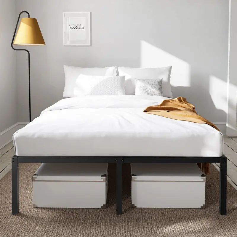 Amolife Heavy Duty Queen Size Metal Platform Bed Frame with 16.5  Large under Bed Storage Space