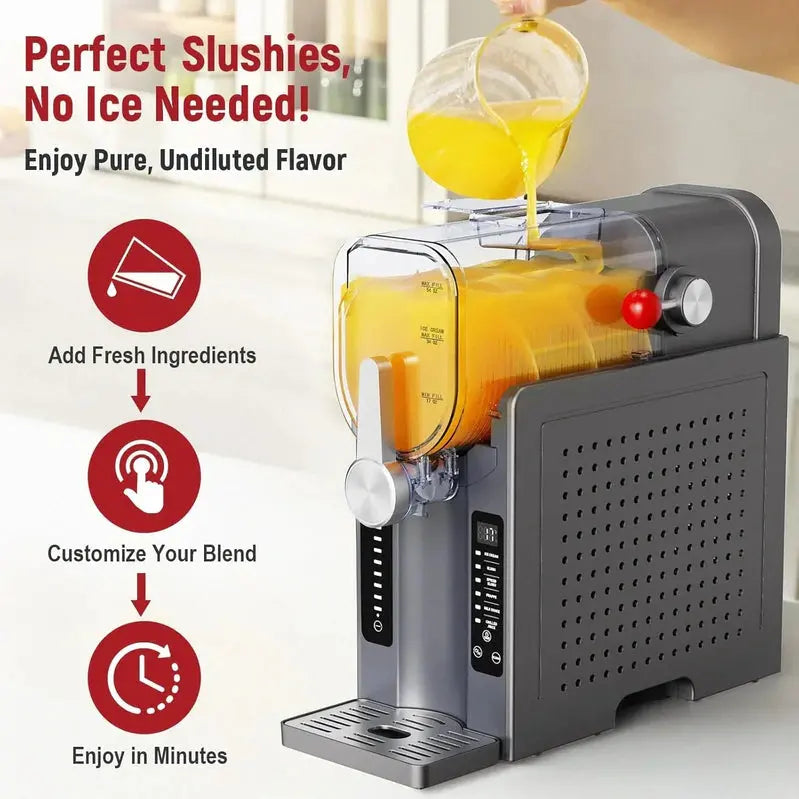 All-in-One Slushie Maker for Home: No Ice Required, Real-Time Temperature Display, Auto-Clean Function, 6 Preset Programs for Margaritas, Cocktails, Frappés, Ice Cream, Smoothies & Milkshakes