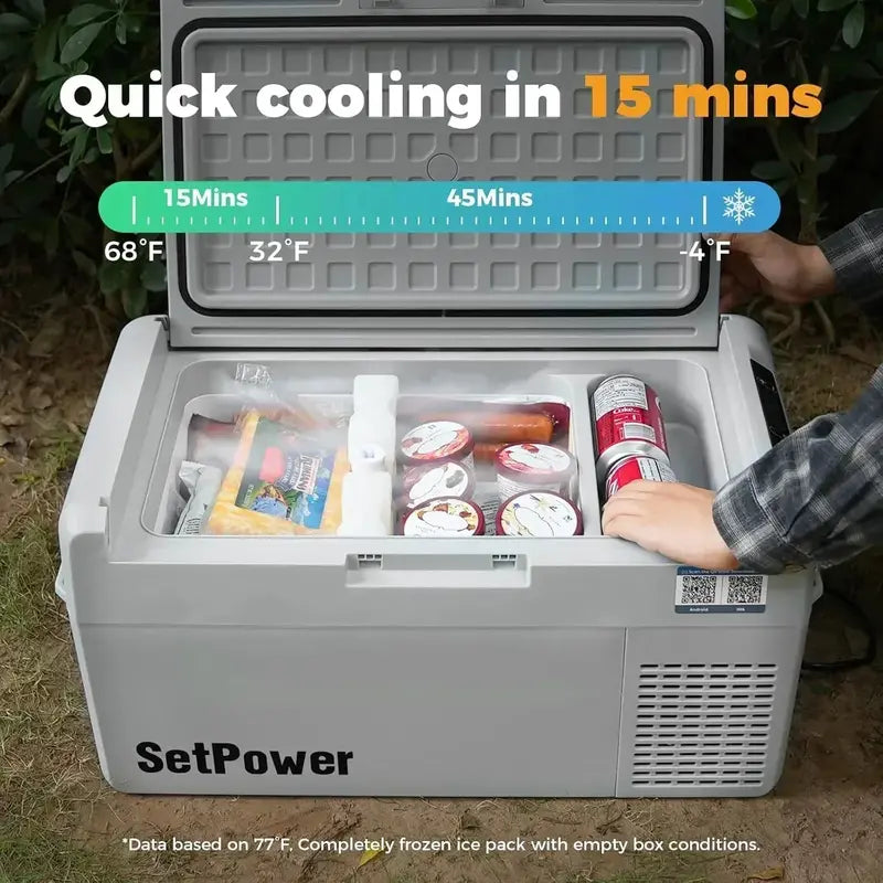 12V Portable Refrigerator  21-Quart Electric Car Freezer with 50-Hour Runtime