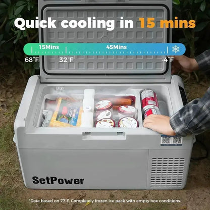12V Portable Refrigerator  21-Quart Electric Car Freezer with 50-Hour Runtime