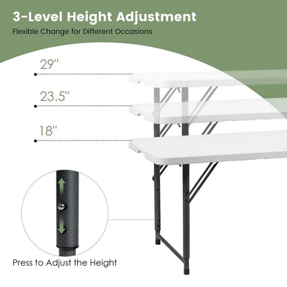 HDPE Folding Picnic Table  Lightweight Portable Dining or Camp Table for Indoor and Outdoor Use