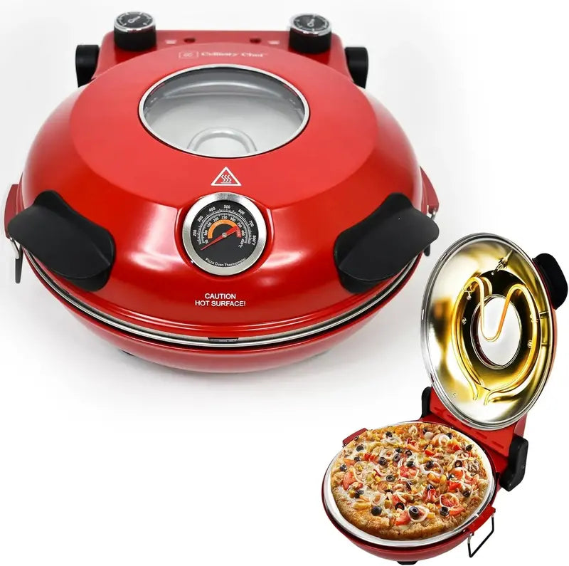 1200W Electric Pizza Oven  Ceramic Stone Baking, Viewing Window, Timer & Adjustable Temperature Control