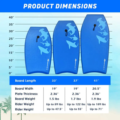 Lightweight Bodyboard Featuring EPS Core, XPE Deck, and HDPE Slick Bottom