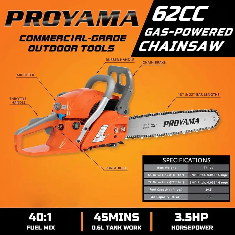 12-Inch 26cc Top-Handle Gas Chainsaw  Lightweight Petrol-Powered Tool for Precision Tree and Branch Cutting