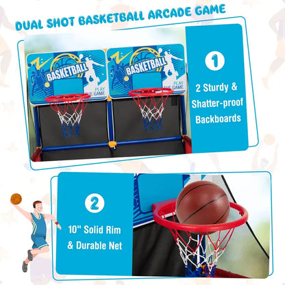 Dual-Player Kids’ Basketball Arcade Game with 4 Balls and Inflation Pump