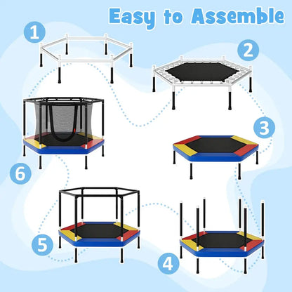 48-Inch Kids’ Recreational Trampoline with Enclosed Safety Net System