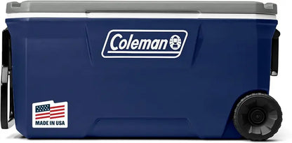 Coleman 100-Quart Insulated Rolling Cooler  Leak-Proof Hard-Sided Outdoor Cooler with 5-Day Ice Retention