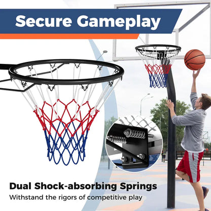 18-Inch All-Weather Replacement Basketball Rim with Dual-Spring Mechanism and Durable Net