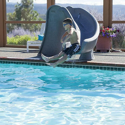 S.R. Smith Cyclone Right-Curve Pool Slide  Gray Granite Finish, Durable Composite Construction