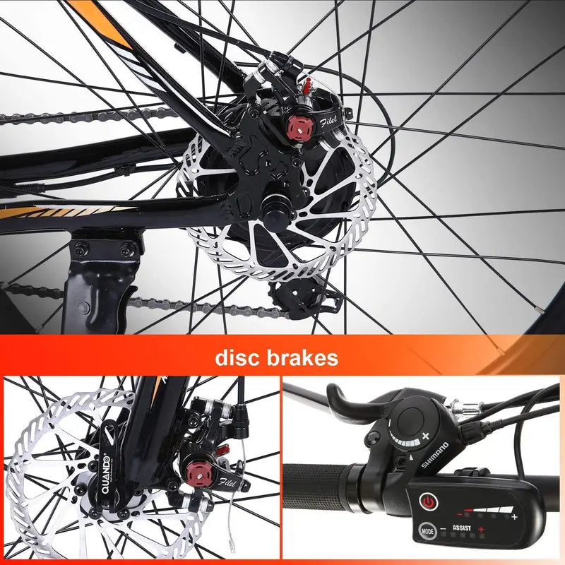 ANCHEER 350W Electric Mountain Bike  26″ Adult E-Bike with 21-Speed Drivetrain, Removable Battery, 20 MPH Top Speed