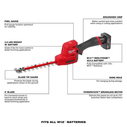 M12 FUEL 6 in. 12V Pruning Saw & 8 in. Hedge Trimmer Kit  Brushless Cordless