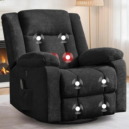Adult Gliding Rocking Recliner  360° Rotation with Heat & Massage Functions