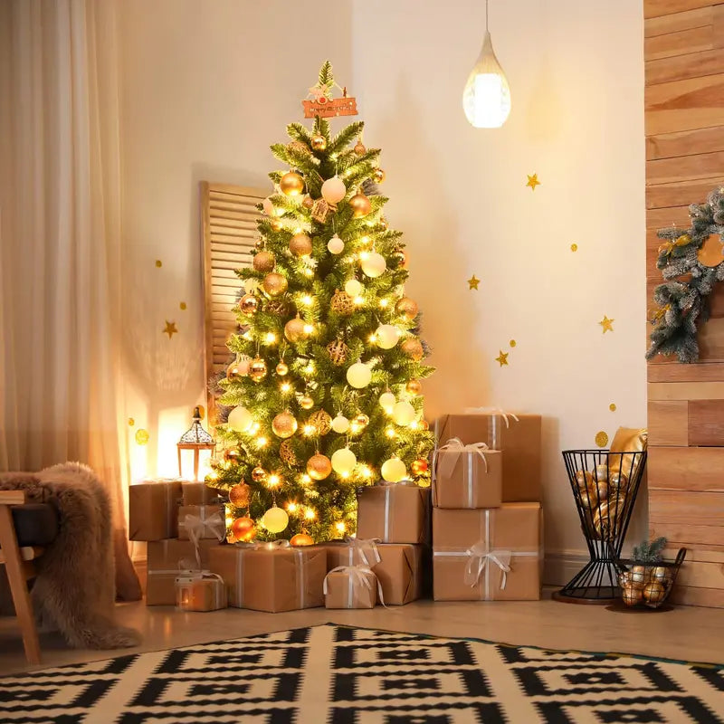 5-Foot Pre-Lit Pencil-Style Christmas Tree  Slim Hinged Fir with Integrated LED Lighting