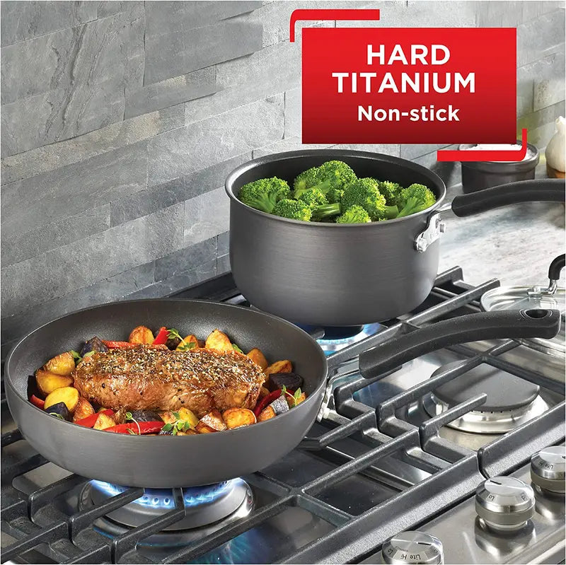 T-fal Ultimate 14-Piece Hard Anodized Nonstick Cookware Set, Dishwasher Safe Black