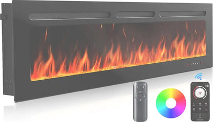 50″ Ultra-Slim Smart Electric Fireplace  5300 BTU Heat Output, Wall-Mount or Built-In Option