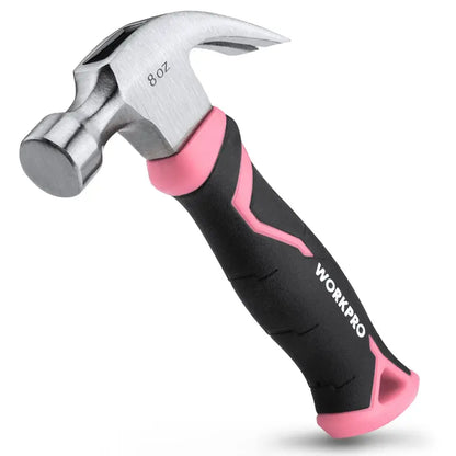 WORKPRO 8-Ounce Fiberglass-Handle Claw Hammer  Pink Ribbon Design
