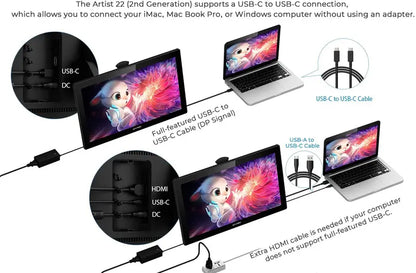 XP-PEN Artist 22 (2nd Gen) 21.5″ Drawing Tablet with 1080p Display, Battery-Free Stylus, for Windows & Mac