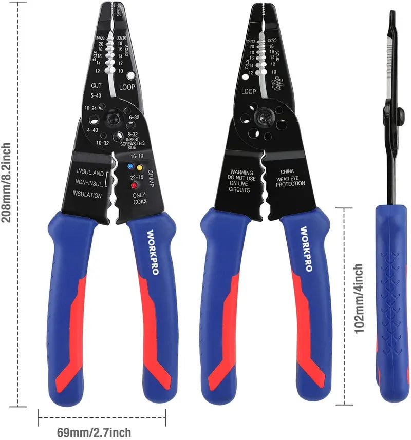 WORKPRO 8″ Multi-Function Wire Stripper/Cutter/Crimper Tool