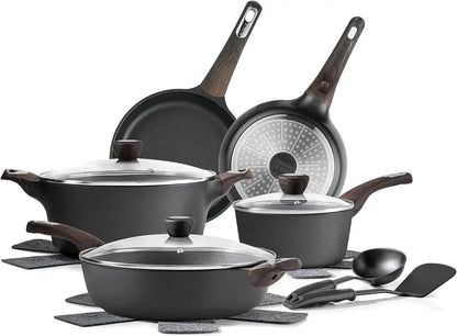 14-Piece Nonstick Cookware Set  PFAS-, PTFE-, PFOA- & PFOS-Free Induction-Compatible Pots and Pans with Frying Pans