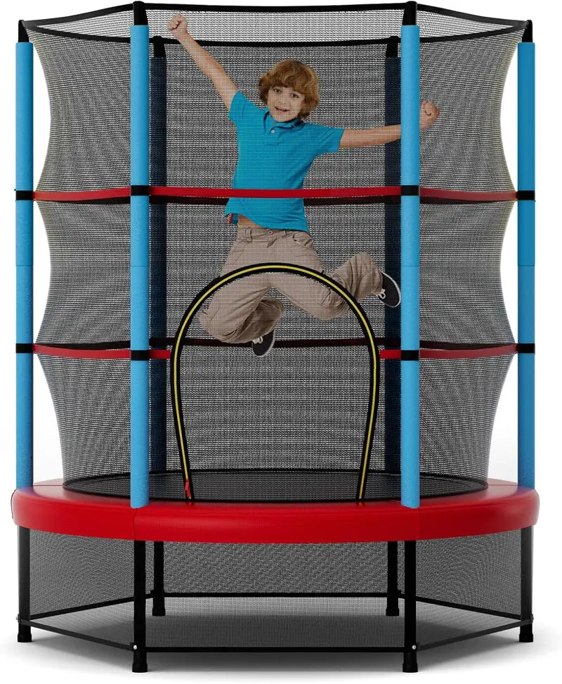 55-Inch ASTM-Certified Kids’ Trampoline with Enclosed Safety Net for Toddlers