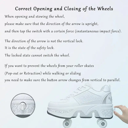 KOFUBOKE Roller Skate Shoes  Sneakers  Roller Shoes 2-in-1 Suitable for Outdoor Sports Skating Invisible Roller Skates The Best Choice for Building Confidence Style