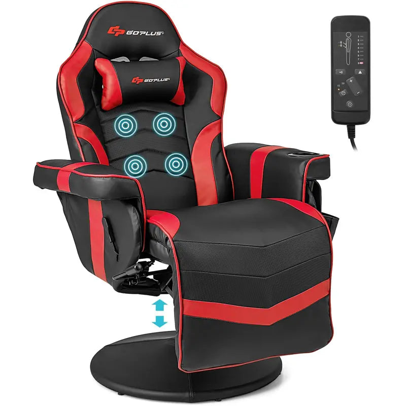 Ergonomic Gaming Chair with Adjustable Height, Massage Function & Retractable Footrest
