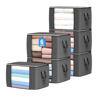 Large 90-Liter Foldable Fabric Storage Bags with Clear Window & Carry Handles