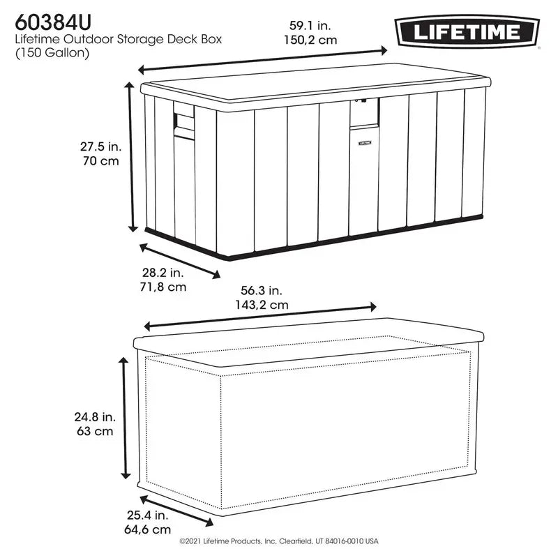 Lifetime 568-Litre Modern Deck Box  Weather-Resistant Outdoor Storage Unit (Model 60384U)