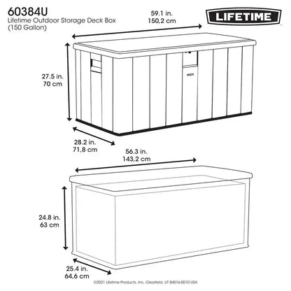 Lifetime 568-Litre Modern Deck Box  Weather-Resistant Outdoor Storage Unit (Model 60384U)