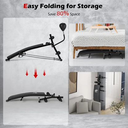 Foldable Decline Sit-Up Bench  Adjustable Slant Exercise Bench with Ergonomic Curved Design
